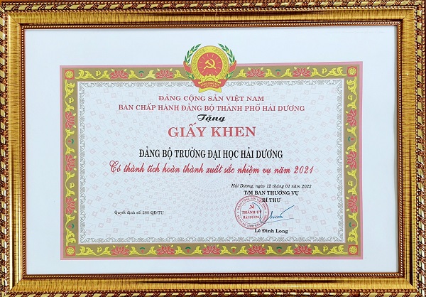  Đảng bộ Nền tảng trò chơi xổ số Việt Nam
 được tặng Giấy khen hoàn thành Xuất sắc nhiệm vụ năm 2021
